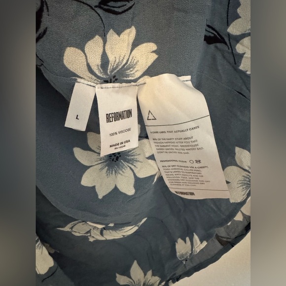 Reformation Oyster Wrap Dress Mini Frederica Blue White Floral Size Large - Picture 7 of 7